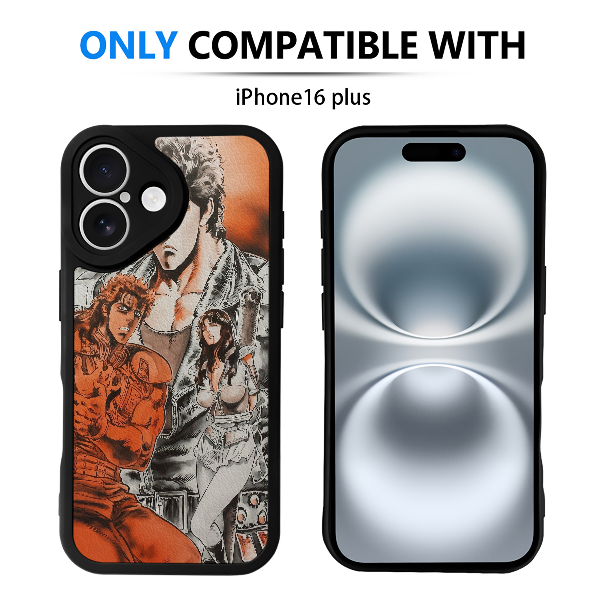 （画像用） 北斗の拳 Fist of the North Star 【iPhone 16シリーズ対応】シリコンスマホケース（レザー調） 材質：シリコン